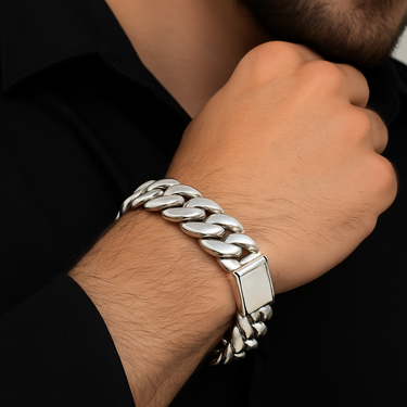 Pulsera Eslabones Cubanos 15mm - Plata 950
